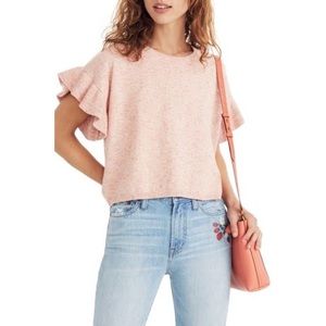 🍑Madewell Marbled Rust Sweater Top w/ Ruffled Slv